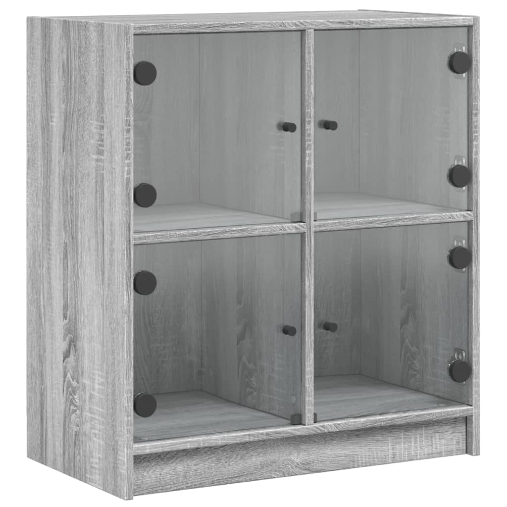 Bijzetkast met glazen deuren 68x37x75,5 cm grijs sonoma eiken is nu te koop bij PeponiXL, paradijselijk wonen!