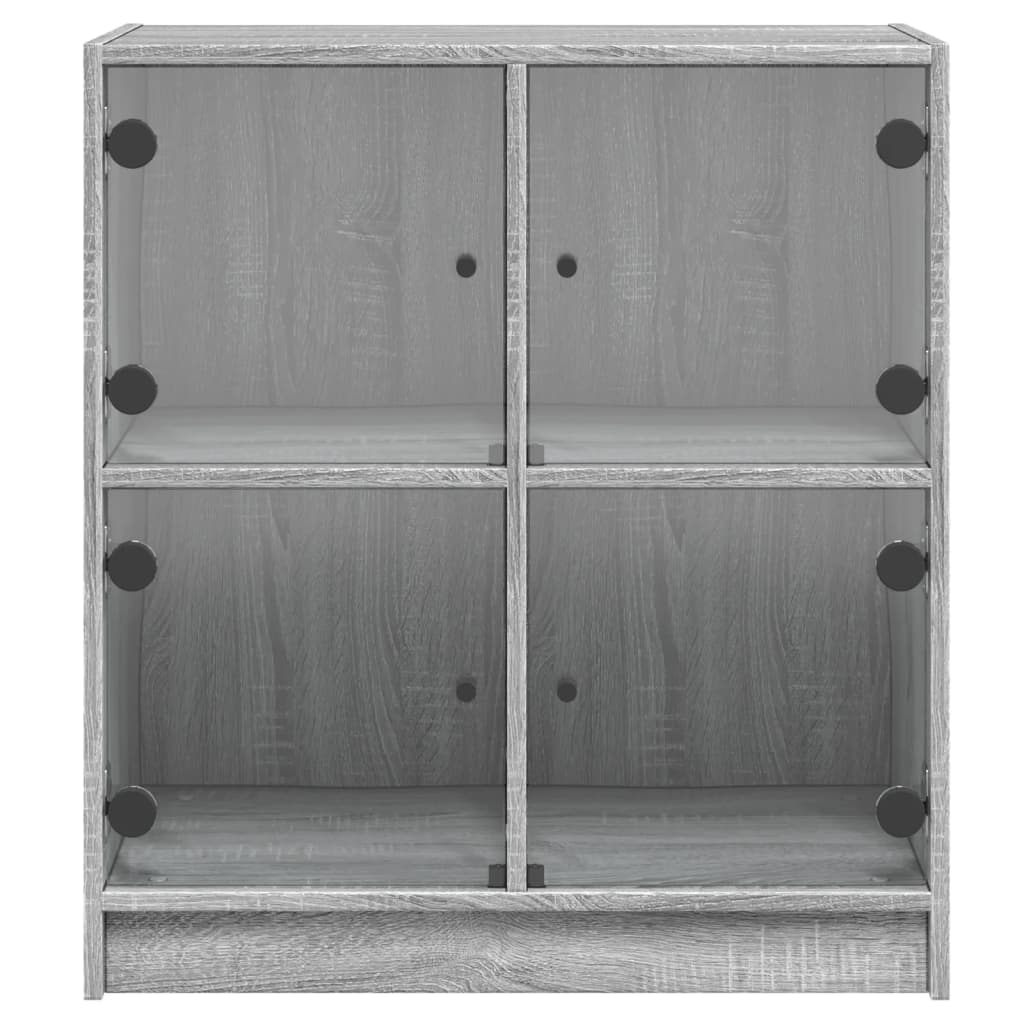 Bijzetkast met glazen deuren 68x37x75,5 cm grijs sonoma eiken is nu te koop bij PeponiXL, paradijselijk wonen!