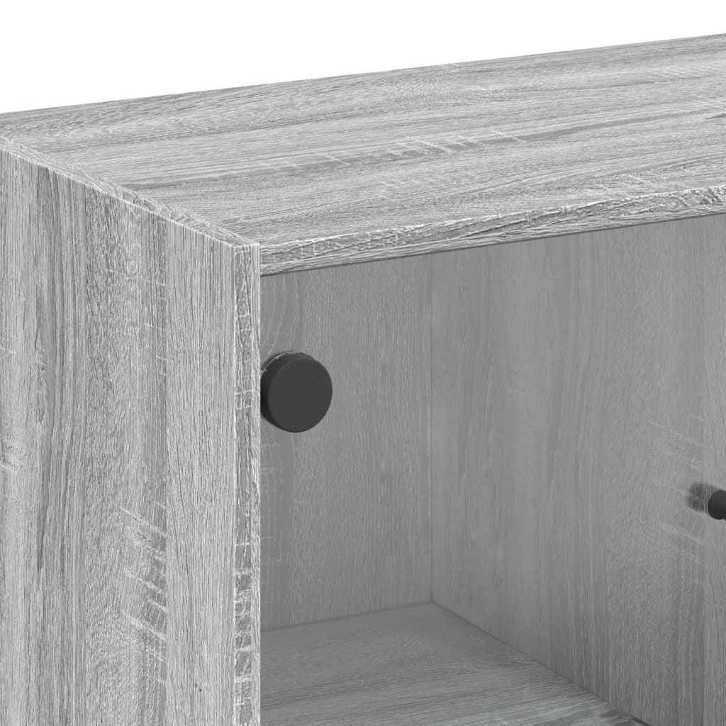 Bijzetkast met glazen deuren 68x37x75,5 cm grijs sonoma eiken is nu te koop bij PeponiXL, paradijselijk wonen!