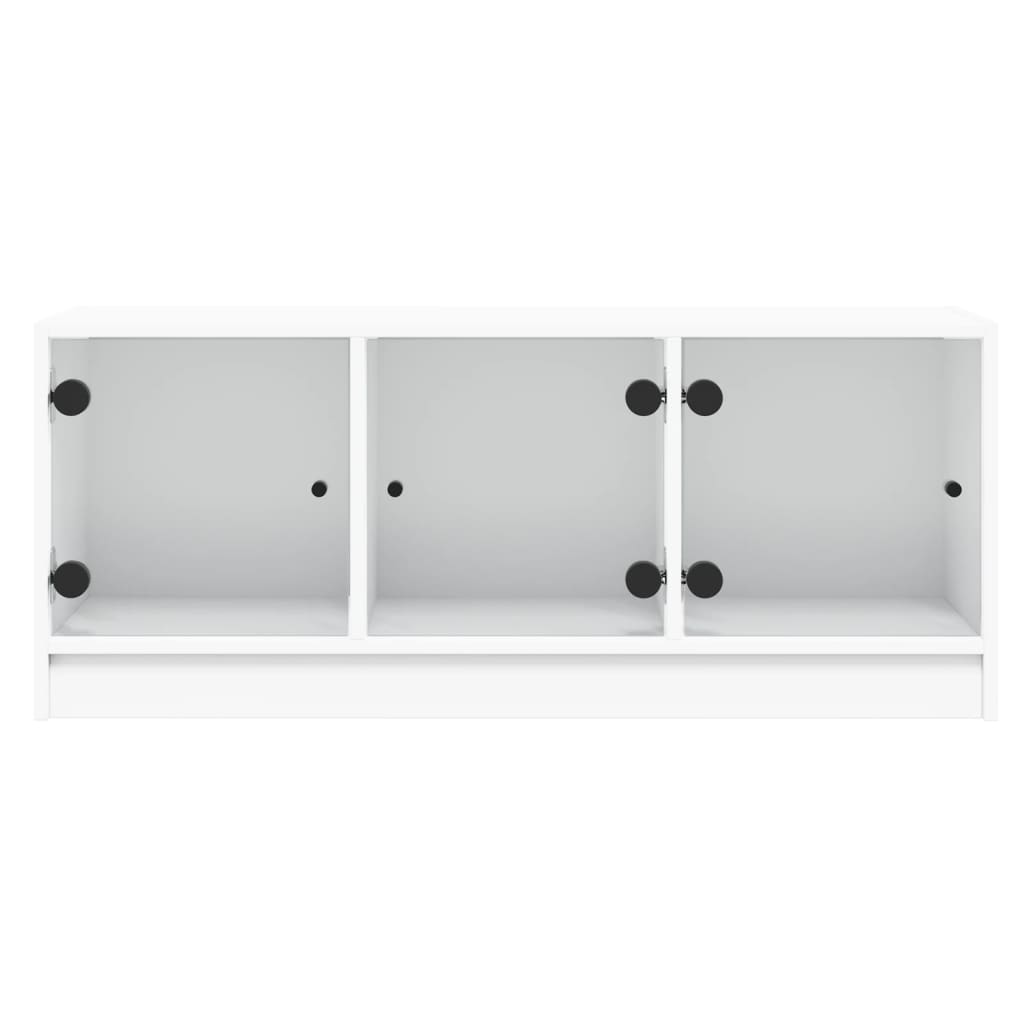 Tv-meubel met glazen deuren 102x37x42 cm wit is nu te koop bij PeponiXL, paradijselijk wonen!