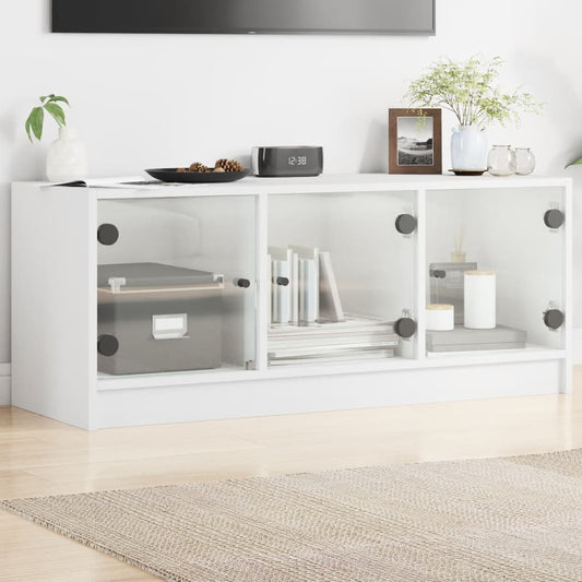 Tv-meubel met glazen deuren 102x37x42 cm wit is nu te koop bij PeponiXL, paradijselijk wonen!