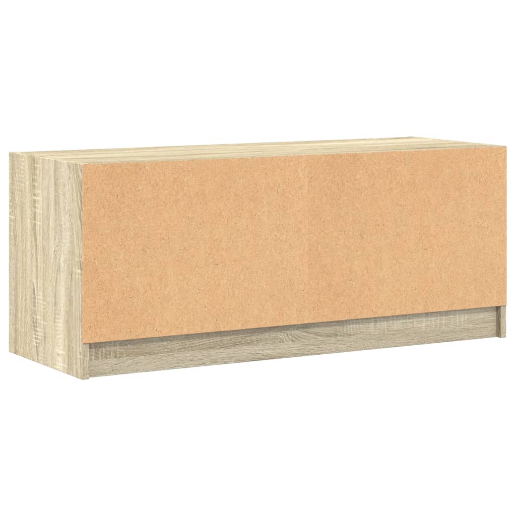 Tv-meubel met glazen deuren 102x37x42 cm sonoma eikenkleurig is nu te koop bij PeponiXL, paradijselijk wonen!