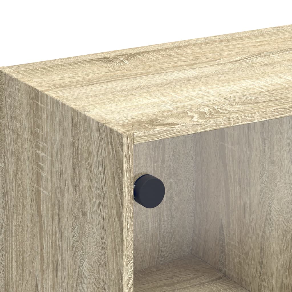 Tv-meubel met glazen deuren 102x37x42 cm sonoma eikenkleurig is nu te koop bij PeponiXL, paradijselijk wonen!