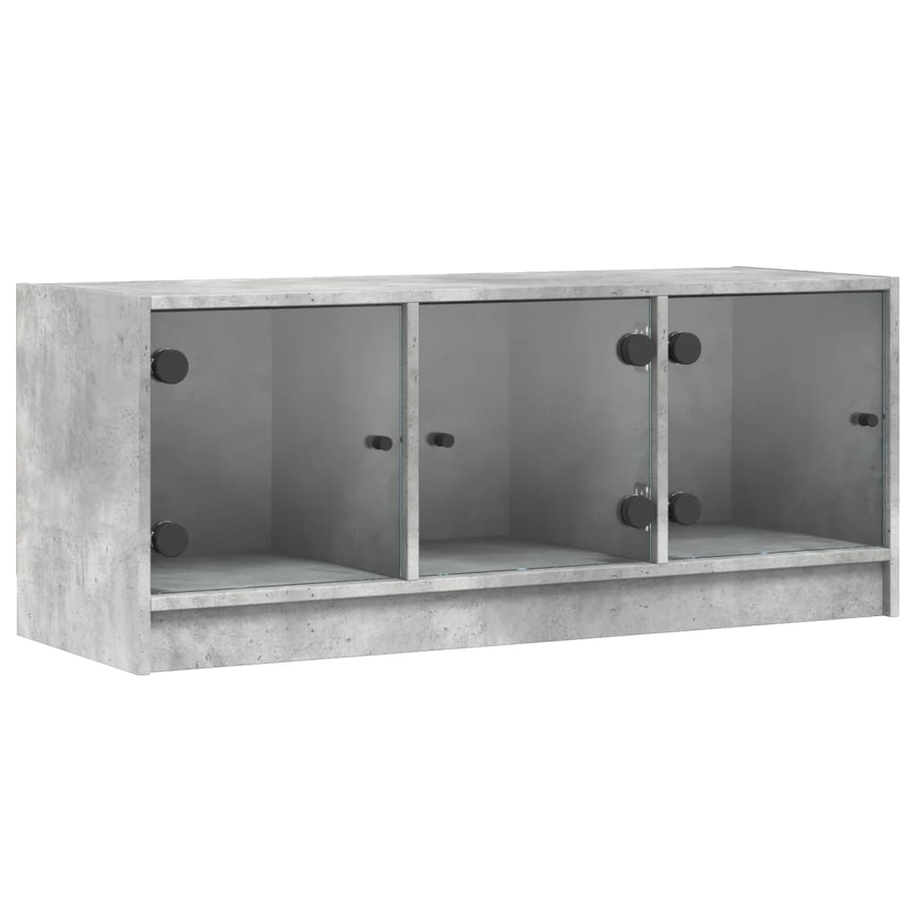 Tv-meubel met glazen deuren 102x37x42 cm betongrijs is nu te koop bij PeponiXL, paradijselijk wonen!