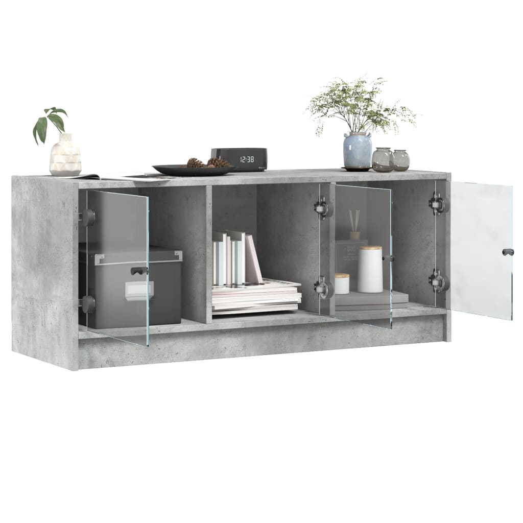 Tv-meubel met glazen deuren 102x37x42 cm betongrijs is nu te koop bij PeponiXL, paradijselijk wonen!