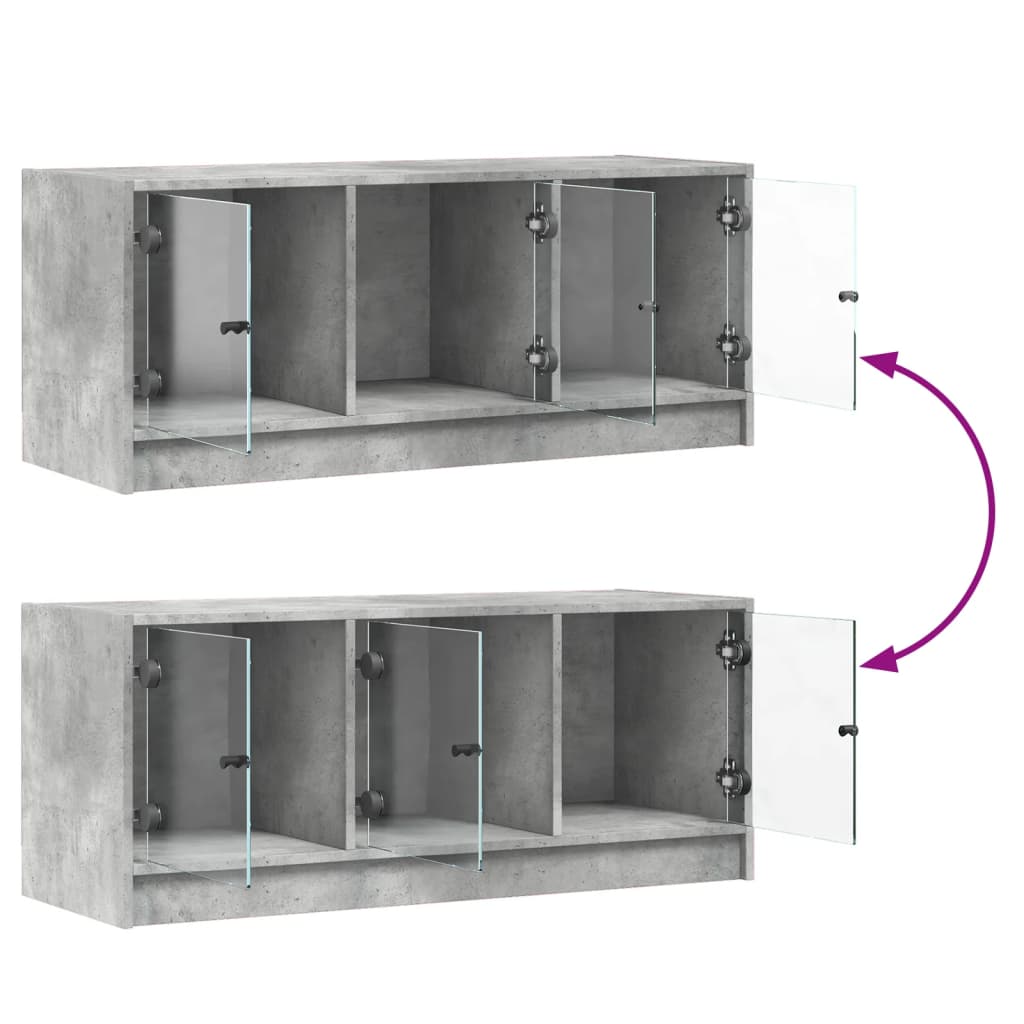 Tv-meubel met glazen deuren 102x37x42 cm betongrijs is nu te koop bij PeponiXL, paradijselijk wonen!