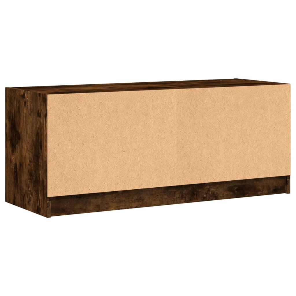 Tv-meubel met glazen deuren 102x37x42 cm gerookt eikenkleurig is nu te koop bij PeponiXL, paradijselijk wonen!