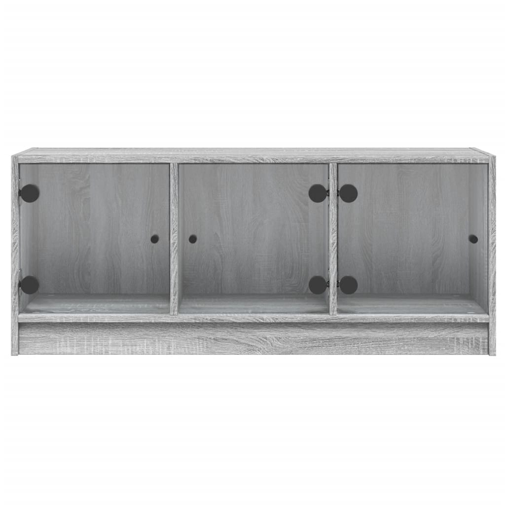 Tv-meubel met glazen deuren 102x37x42 cm grijs sonoma eiken is nu te koop bij PeponiXL, paradijselijk wonen!
