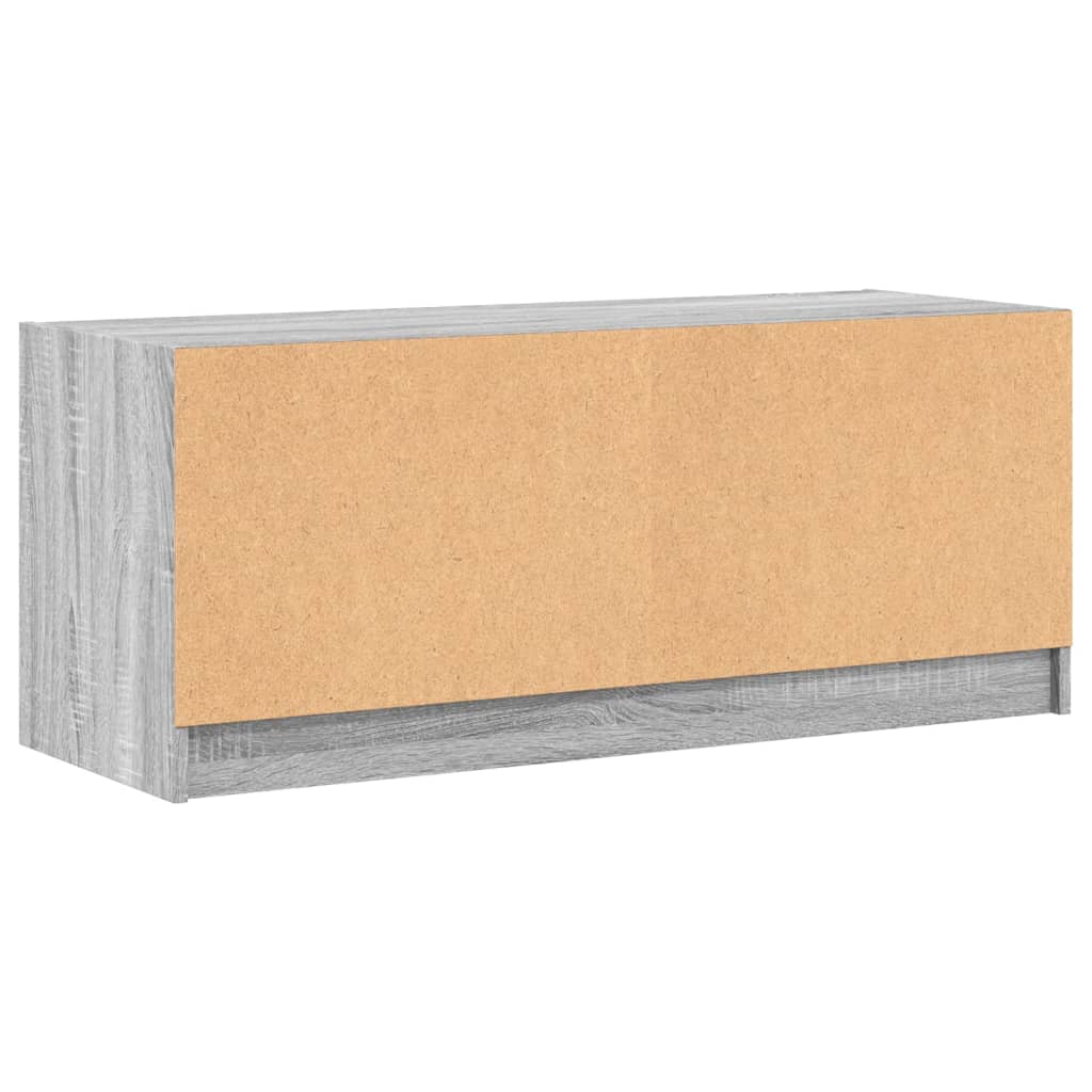 Tv-meubel met glazen deuren 102x37x42 cm grijs sonoma eiken is nu te koop bij PeponiXL, paradijselijk wonen!