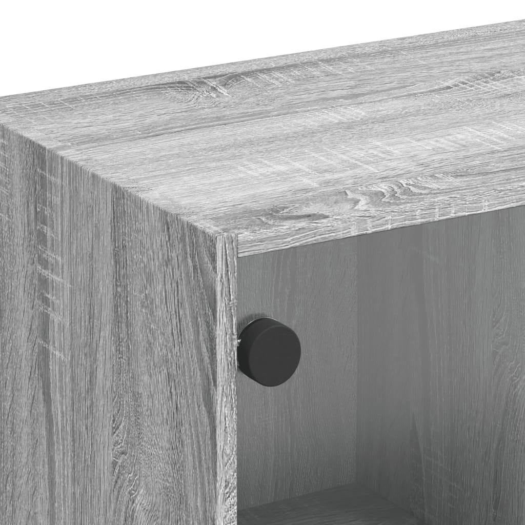 Tv-meubel met glazen deuren 102x37x42 cm grijs sonoma eiken is nu te koop bij PeponiXL, paradijselijk wonen!