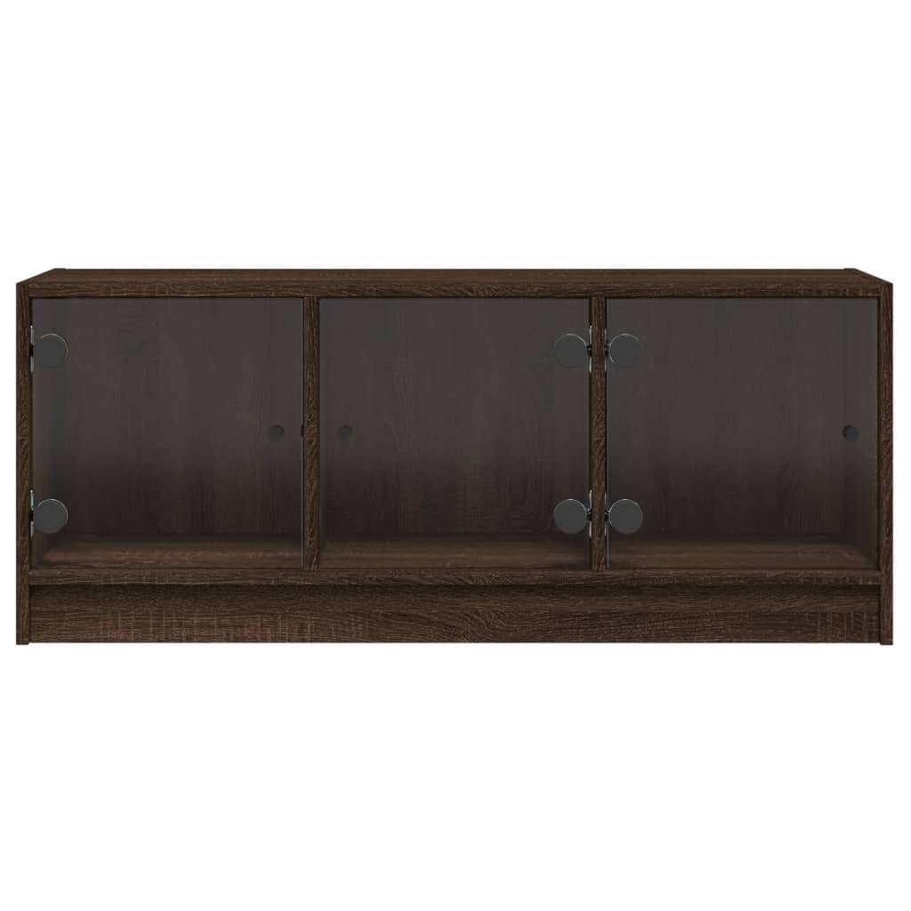 Tv-meubel met glazen deuren 102x37x42 cm bruin eikenkleur is nu te koop bij PeponiXL, paradijselijk wonen!