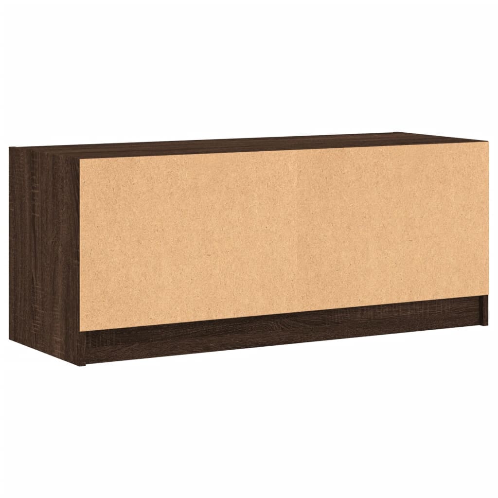Tv-meubel met glazen deuren 102x37x42 cm bruin eikenkleur is nu te koop bij PeponiXL, paradijselijk wonen!