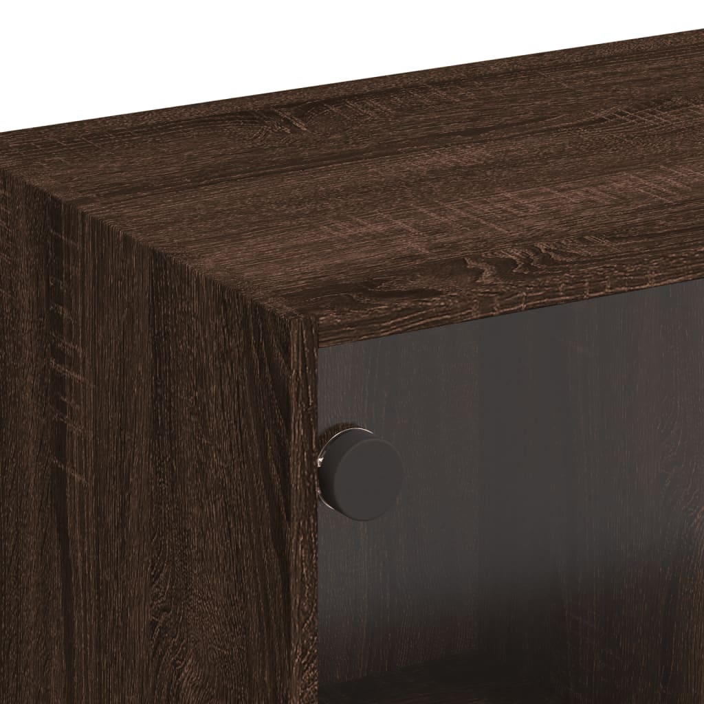 Tv-meubel met glazen deuren 102x37x42 cm bruin eikenkleur is nu te koop bij PeponiXL, paradijselijk wonen!