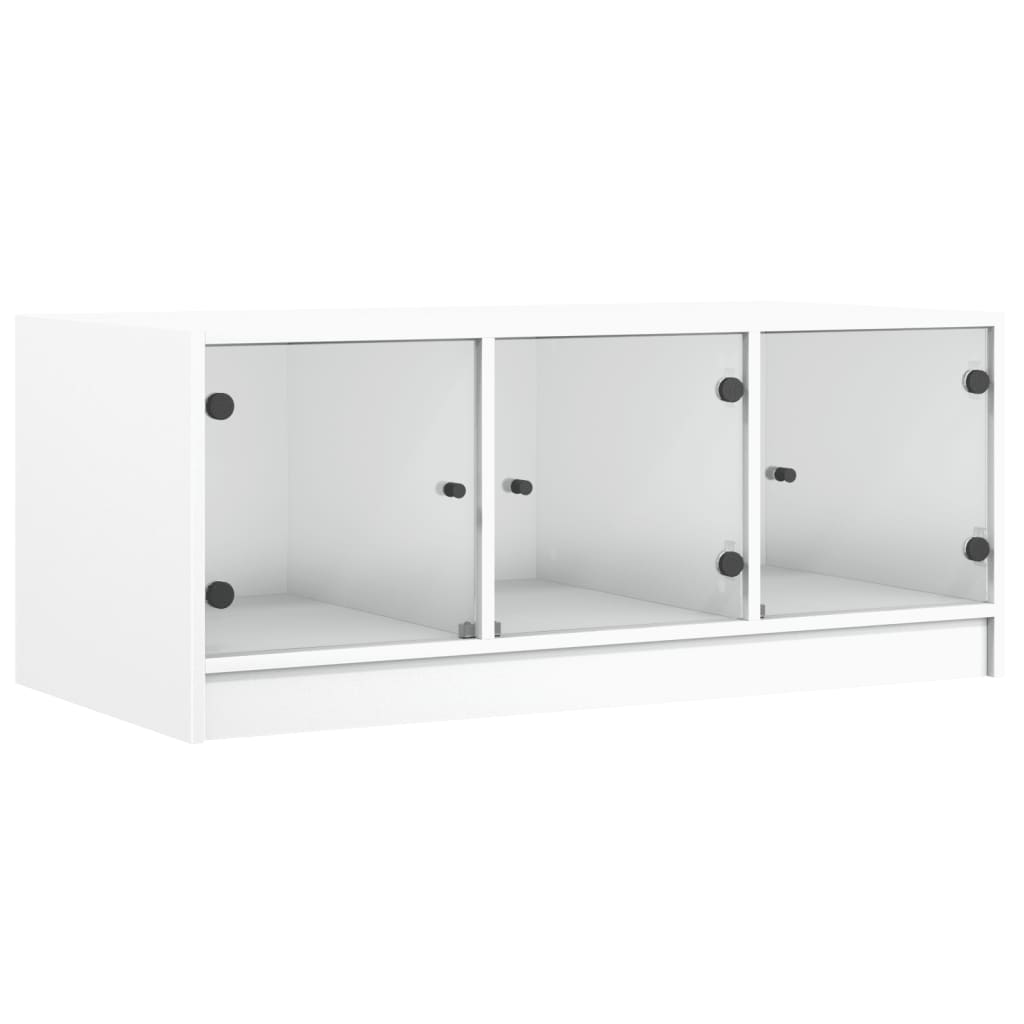 Salontafel met glazen deuren 102x50x42 cm wit is nu te koop bij PeponiXL, paradijselijk wonen!