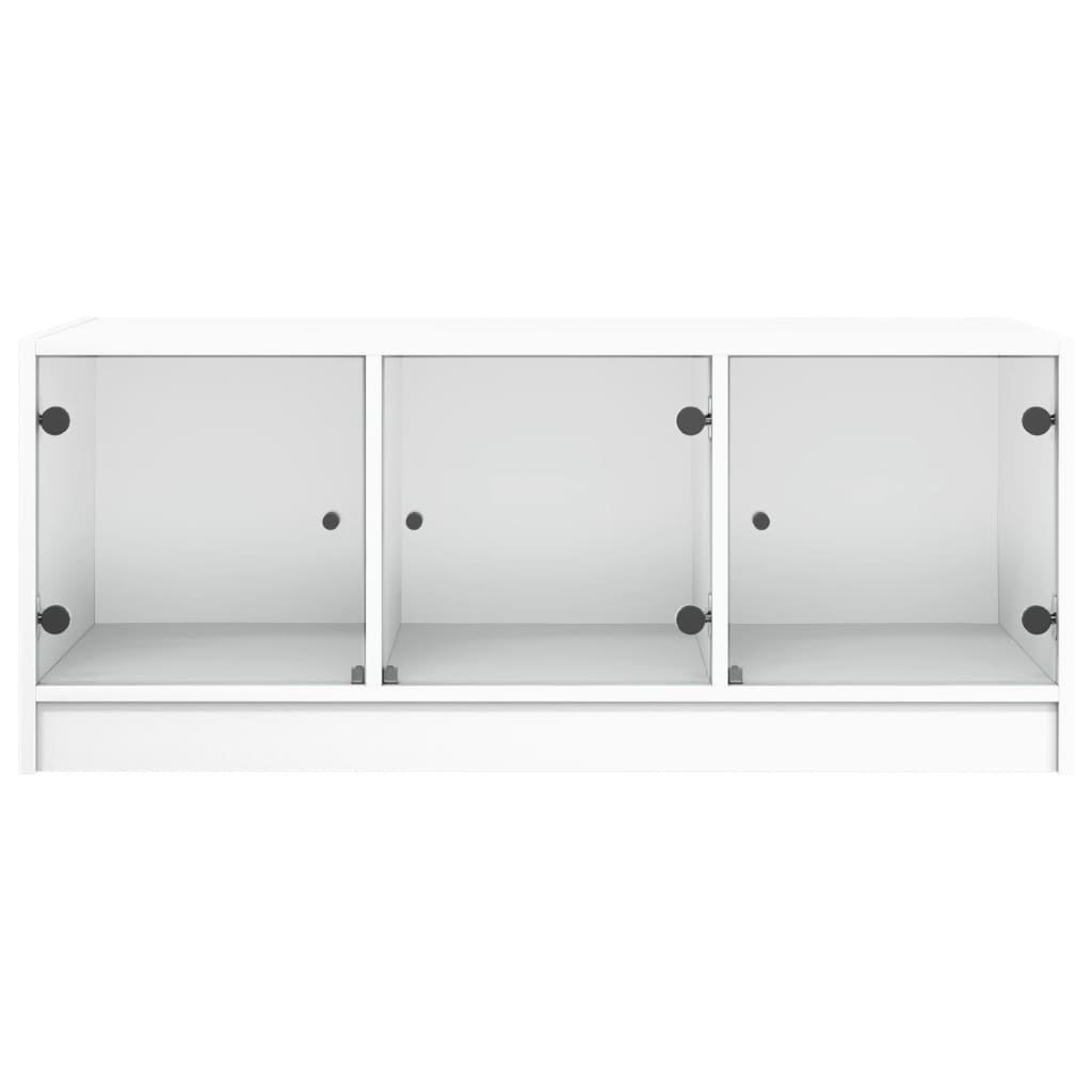 Salontafel met glazen deuren 102x50x42 cm wit is nu te koop bij PeponiXL, paradijselijk wonen!