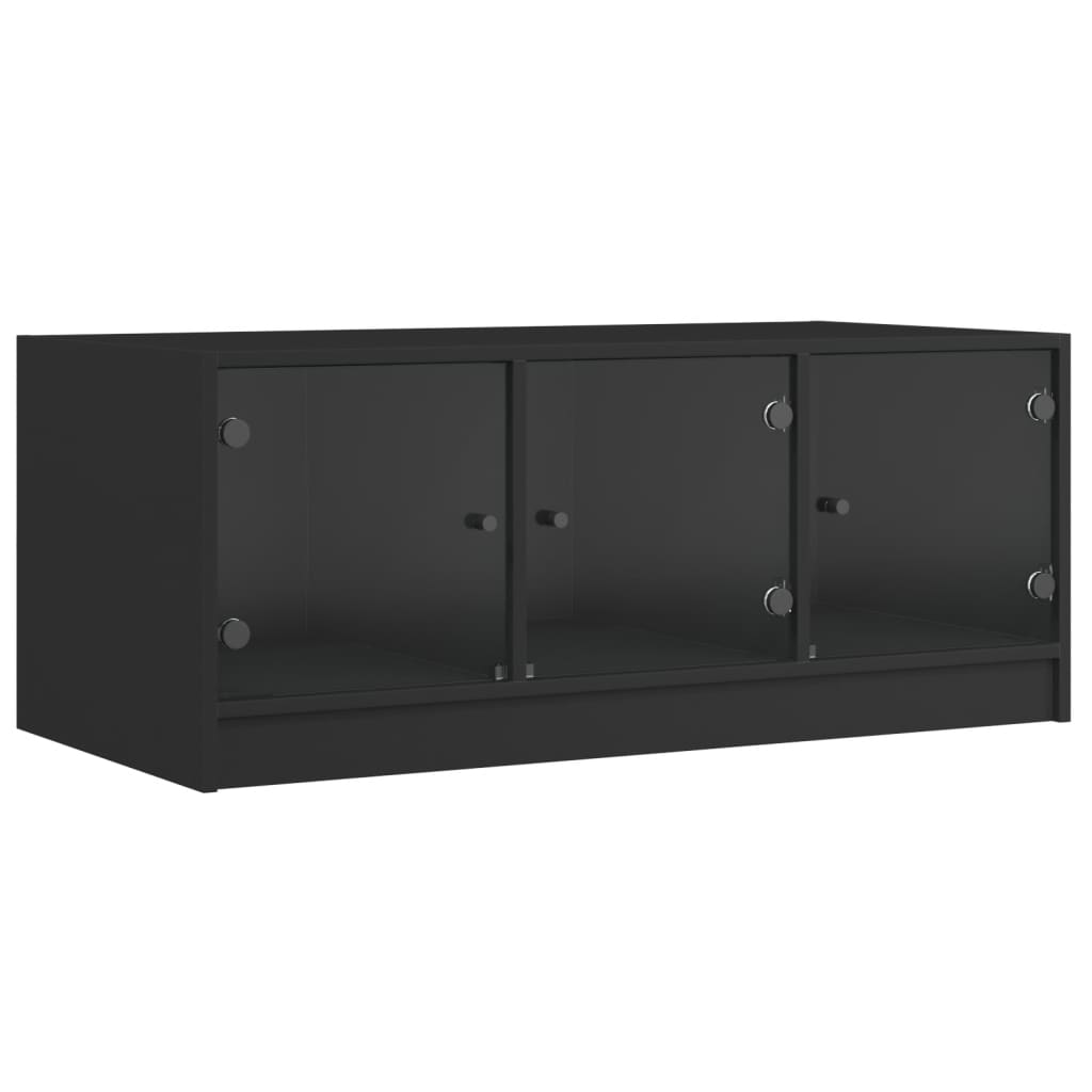 Salontafel met glazen deuren 102x50x42 cm zwart is nu te koop bij PeponiXL, paradijselijk wonen!