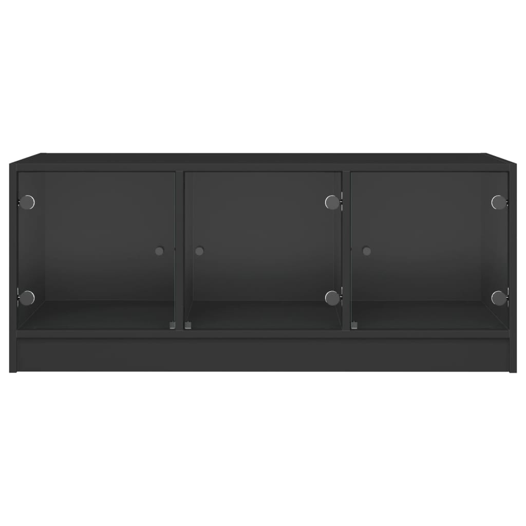 Salontafel met glazen deuren 102x50x42 cm zwart is nu te koop bij PeponiXL, paradijselijk wonen!