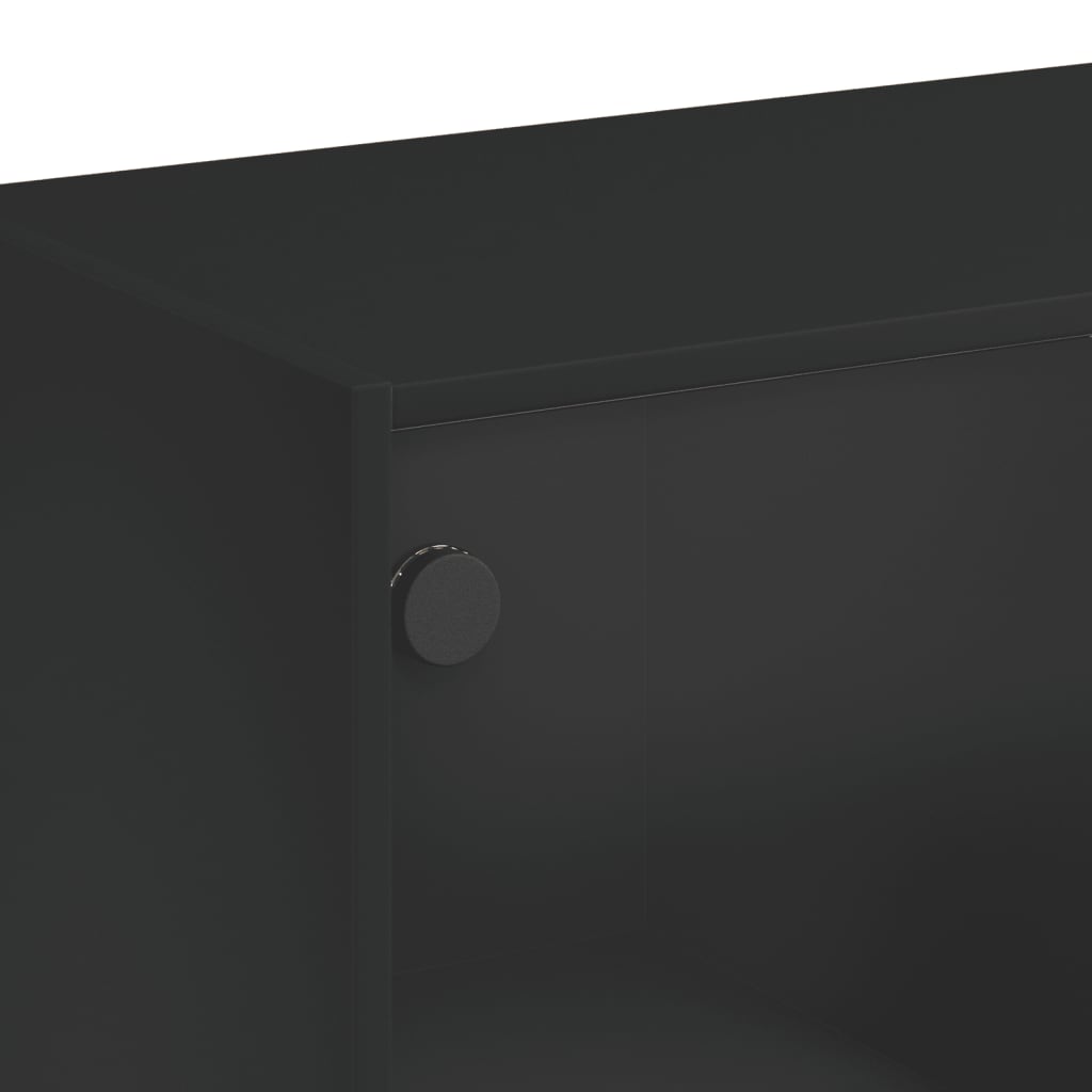 Salontafel met glazen deuren 102x50x42 cm zwart is nu te koop bij PeponiXL, paradijselijk wonen!