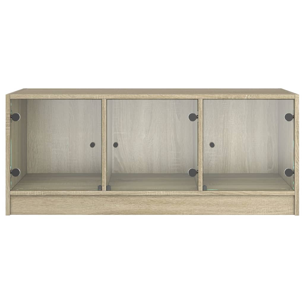 Salontafel met glazen deuren 102x50x42 cm sonoma eikenkleurig is nu te koop bij PeponiXL, paradijselijk wonen!