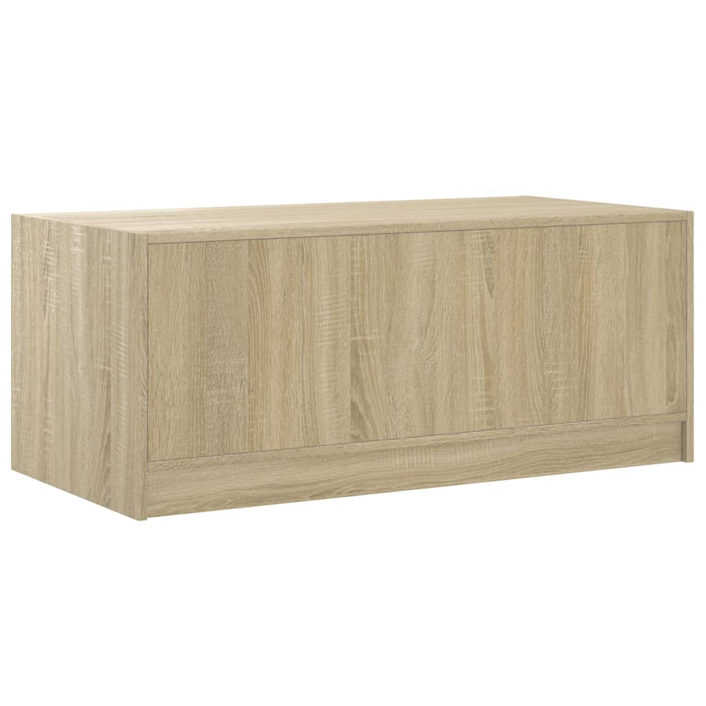 Salontafel met glazen deuren 102x50x42 cm sonoma eikenkleurig is nu te koop bij PeponiXL, paradijselijk wonen!