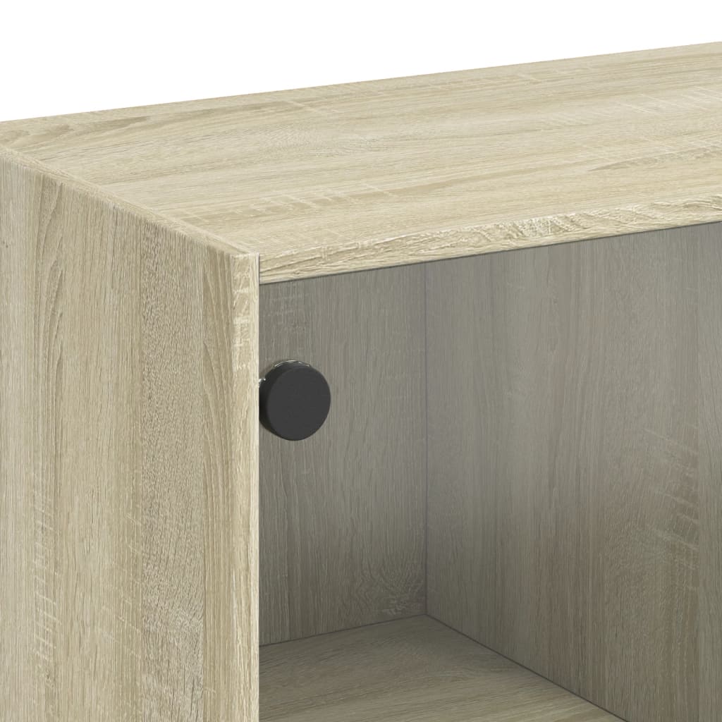 Salontafel met glazen deuren 102x50x42 cm sonoma eikenkleurig is nu te koop bij PeponiXL, paradijselijk wonen!
