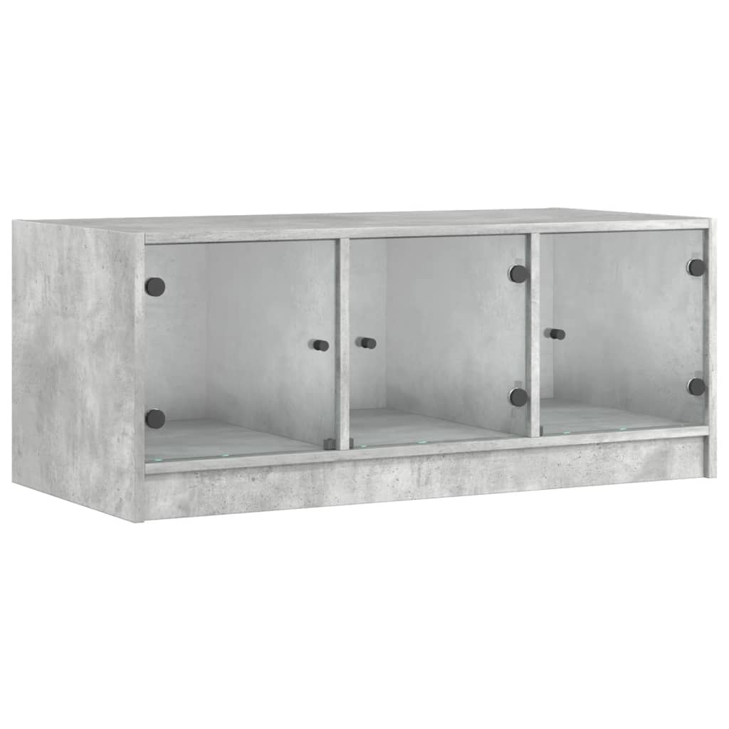 Salontafel met glazen deuren 102x50x42 cm betongrijs is nu te koop bij PeponiXL, paradijselijk wonen!