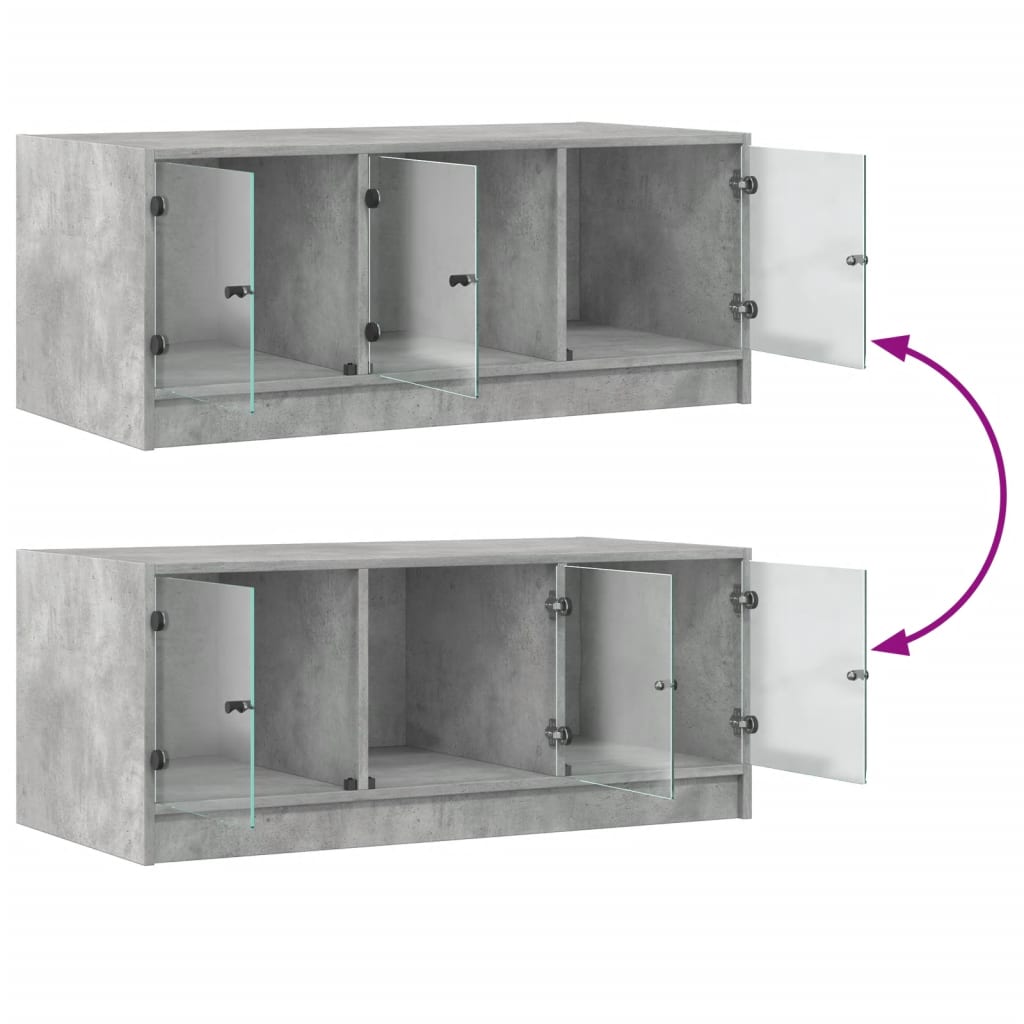 Salontafel met glazen deuren 102x50x42 cm betongrijs is nu te koop bij PeponiXL, paradijselijk wonen!