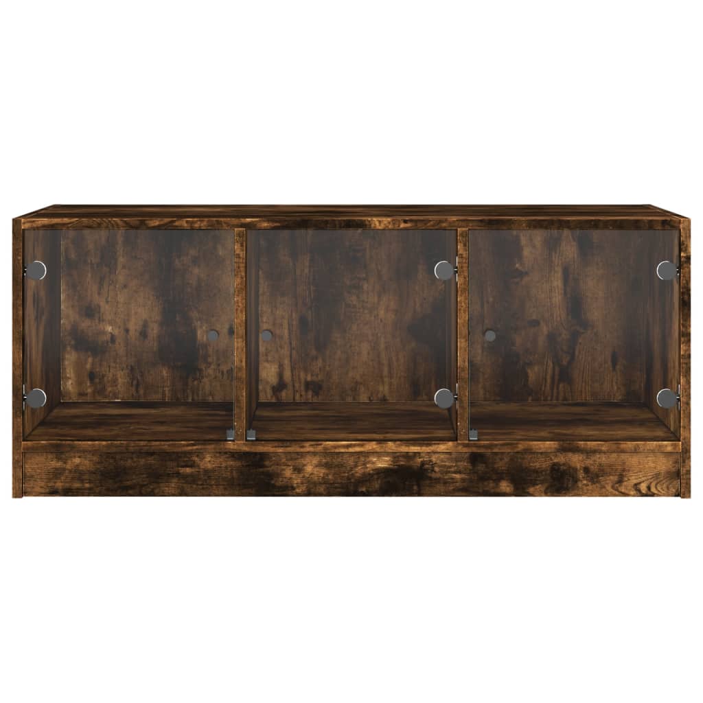 Salontafel met glazen deuren 102x50x42 cm gerookt eikenkleurig is nu te koop bij PeponiXL, paradijselijk wonen!