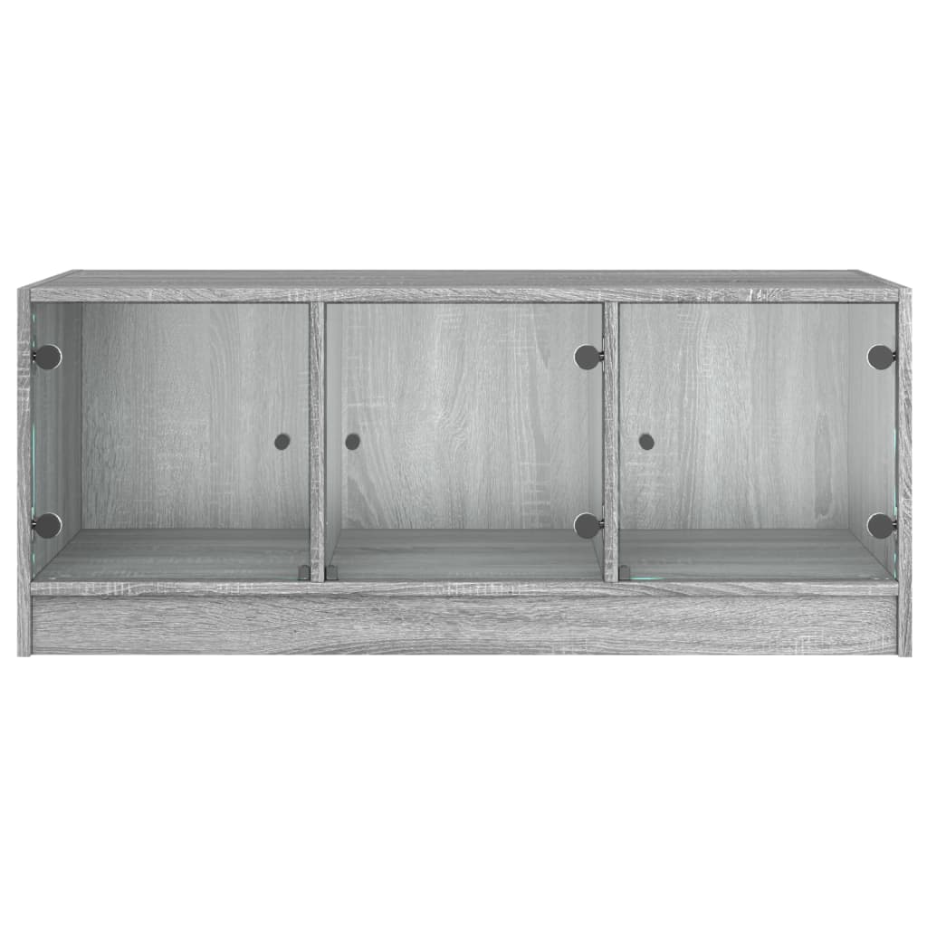 Salontafel met glazen deuren 102x50x42 cm grijs sonoma eiken is nu te koop bij PeponiXL, paradijselijk wonen!