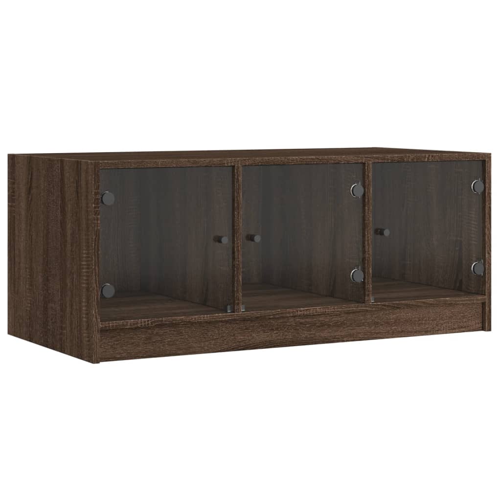 Salontafel met glazen deuren 102x50x42 cm bruin eikenkleur is nu te koop bij PeponiXL, paradijselijk wonen!