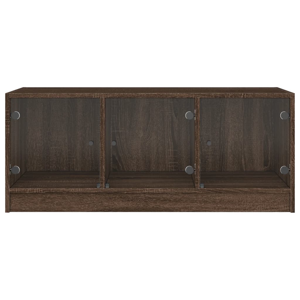 Salontafel met glazen deuren 102x50x42 cm bruin eikenkleur is nu te koop bij PeponiXL, paradijselijk wonen!