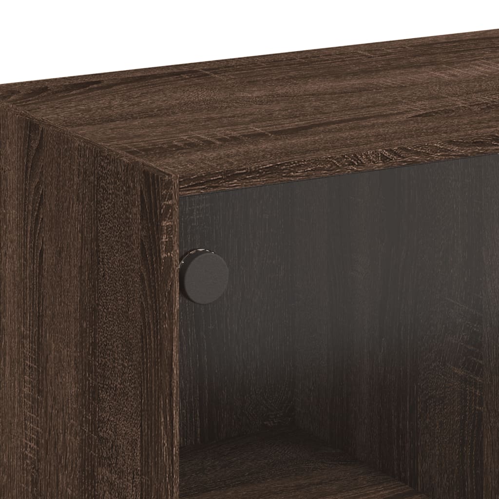 Salontafel met glazen deuren 102x50x42 cm bruin eikenkleur is nu te koop bij PeponiXL, paradijselijk wonen!
