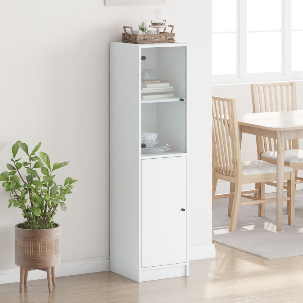 Hoge kast met glazen deur 35x37x142 cm wit is nu te koop bij PeponiXL, paradijselijk wonen!