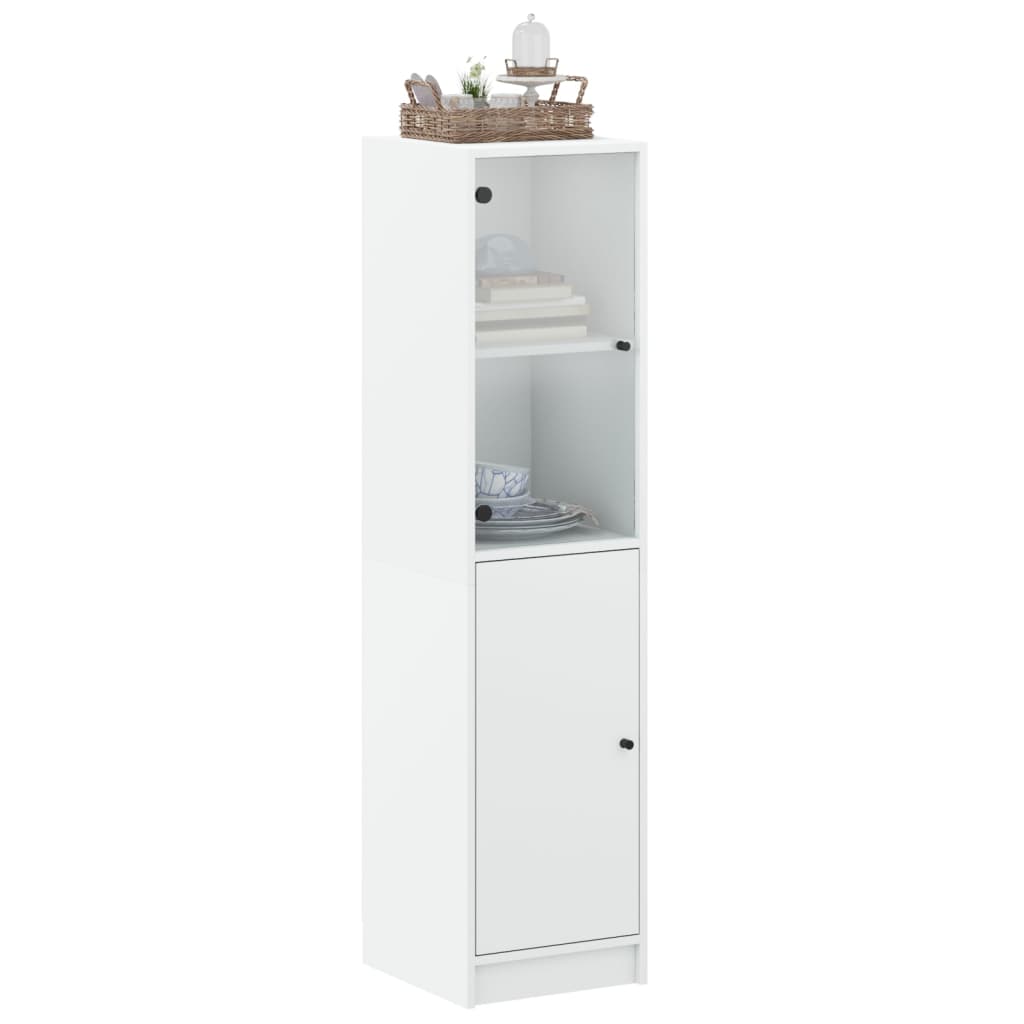 Hoge kast met glazen deur 35x37x142 cm wit is nu te koop bij PeponiXL, paradijselijk wonen!