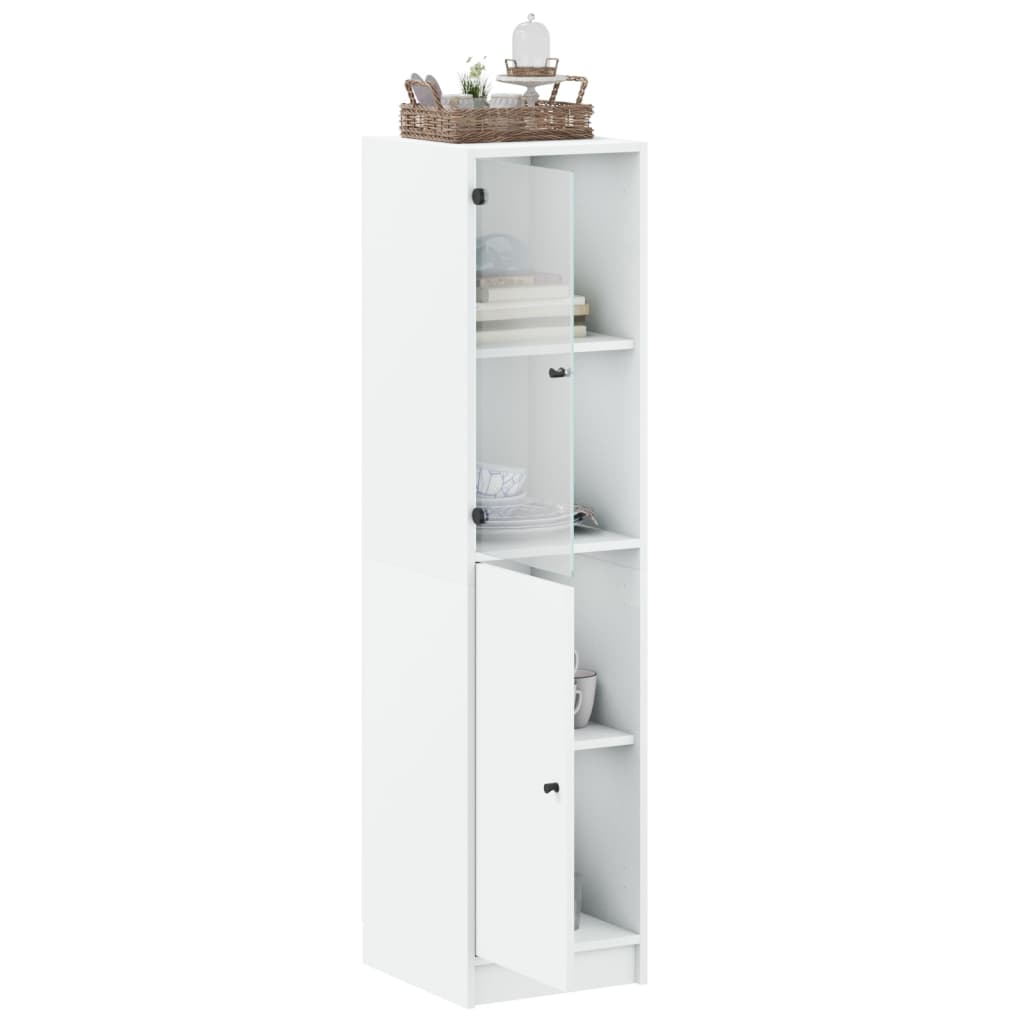 Hoge kast met glazen deur 35x37x142 cm wit is nu te koop bij PeponiXL, paradijselijk wonen!