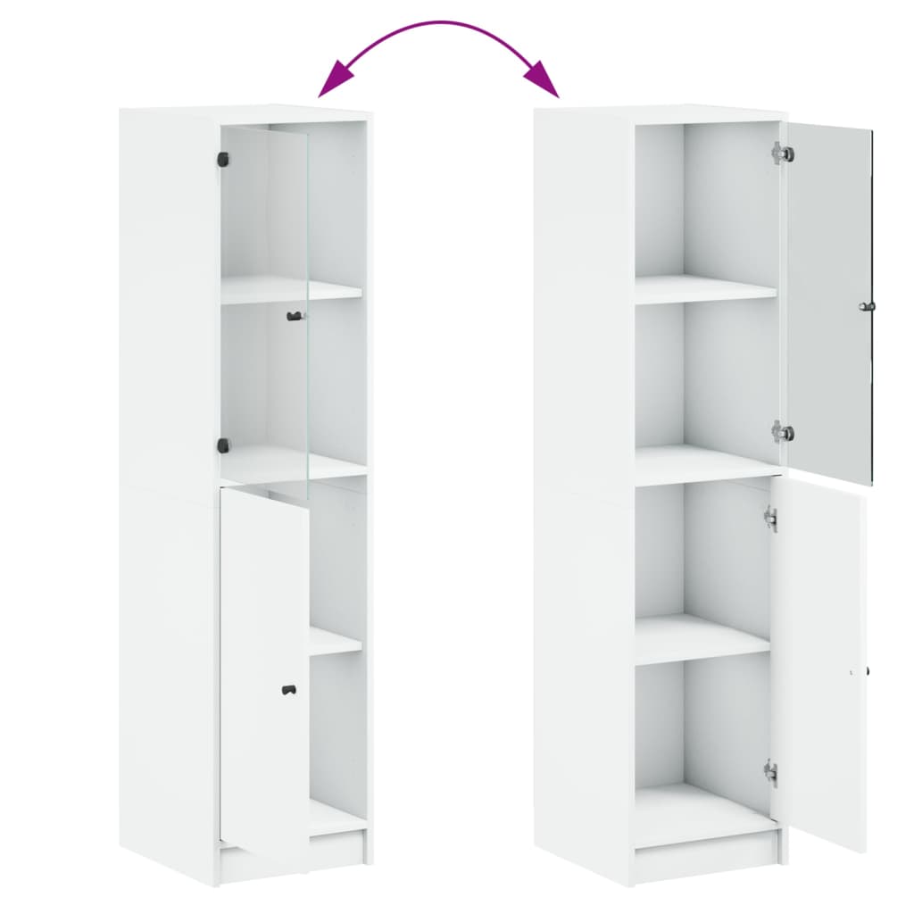 Hoge kast met glazen deur 35x37x142 cm wit is nu te koop bij PeponiXL, paradijselijk wonen!