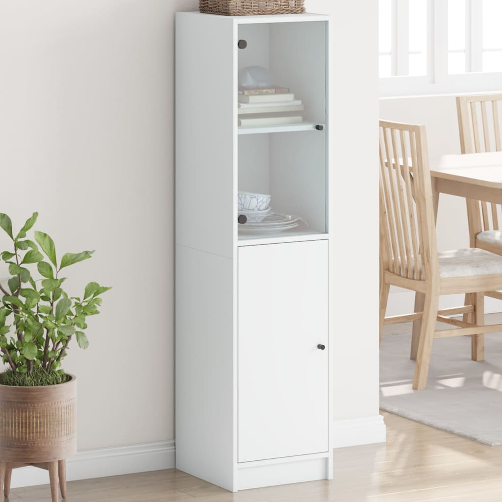 Hoge kast met glazen deur 35x37x142 cm wit is nu te koop bij PeponiXL, paradijselijk wonen!
