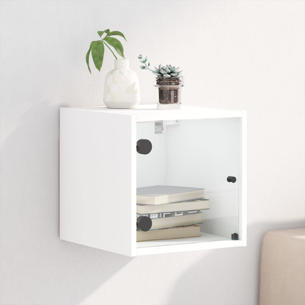 Nachtkastje met glazen deur 35x37x35 cm wit is nu te koop bij PeponiXL, paradijselijk wonen!