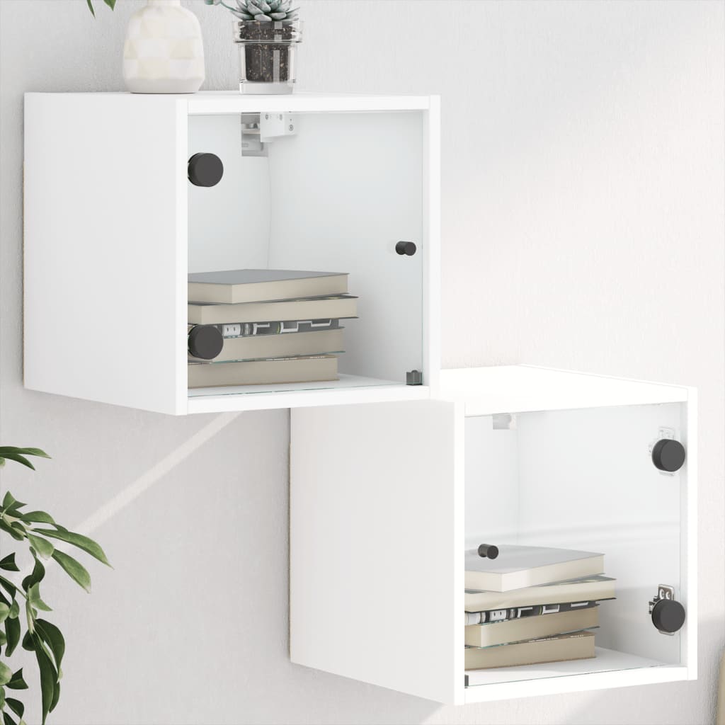 Nachtkastjes met glazen deuren 2 st 35x37x35 cm wit is nu te koop bij PeponiXL, paradijselijk wonen!