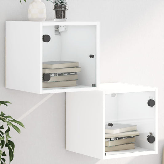 Nachtkastjes met glazen deuren 2 st 35x37x35 cm wit is nu te koop bij PeponiXL, paradijselijk wonen!