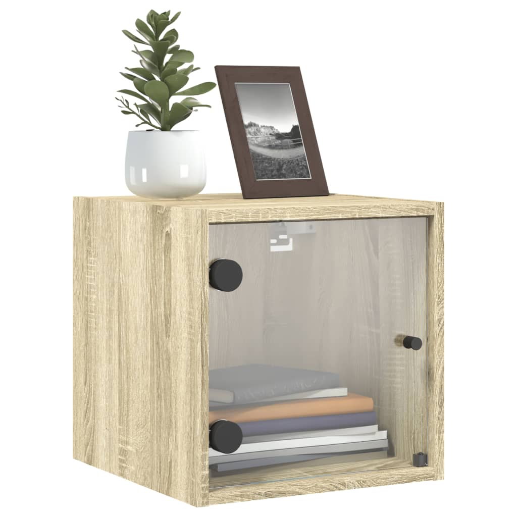 Nachtkastjes met glazen deuren 2 st 35x37x35 cm sonoma eiken is nu te koop bij PeponiXL, paradijselijk wonen!