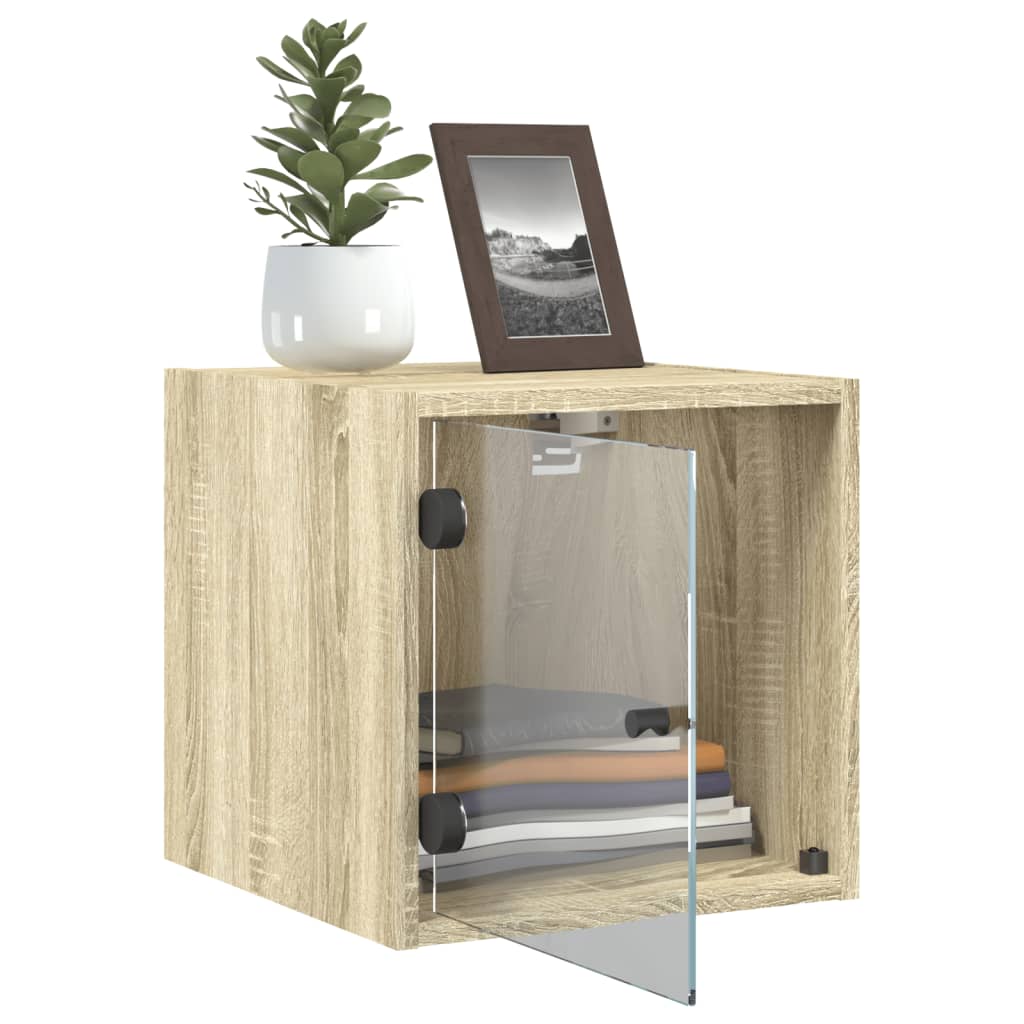 Nachtkastjes met glazen deuren 2 st 35x37x35 cm sonoma eiken is nu te koop bij PeponiXL, paradijselijk wonen!