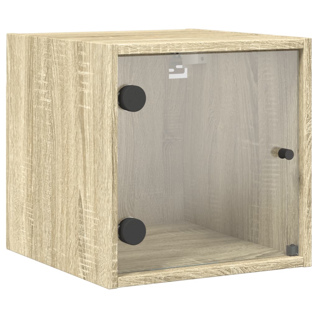 Nachtkastjes met glazen deuren 2 st 35x37x35 cm sonoma eiken is nu te koop bij PeponiXL, paradijselijk wonen!