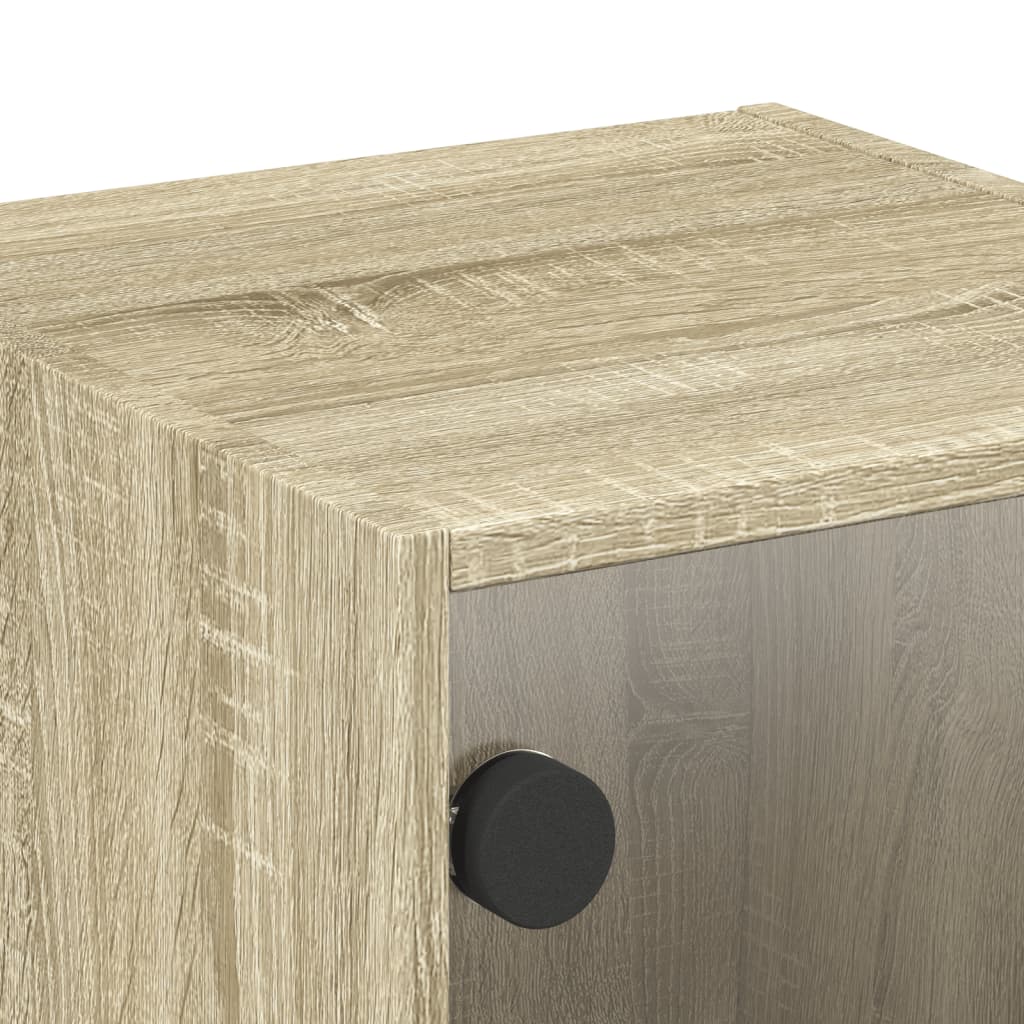 Nachtkastjes met glazen deuren 2 st 35x37x35 cm sonoma eiken is nu te koop bij PeponiXL, paradijselijk wonen!