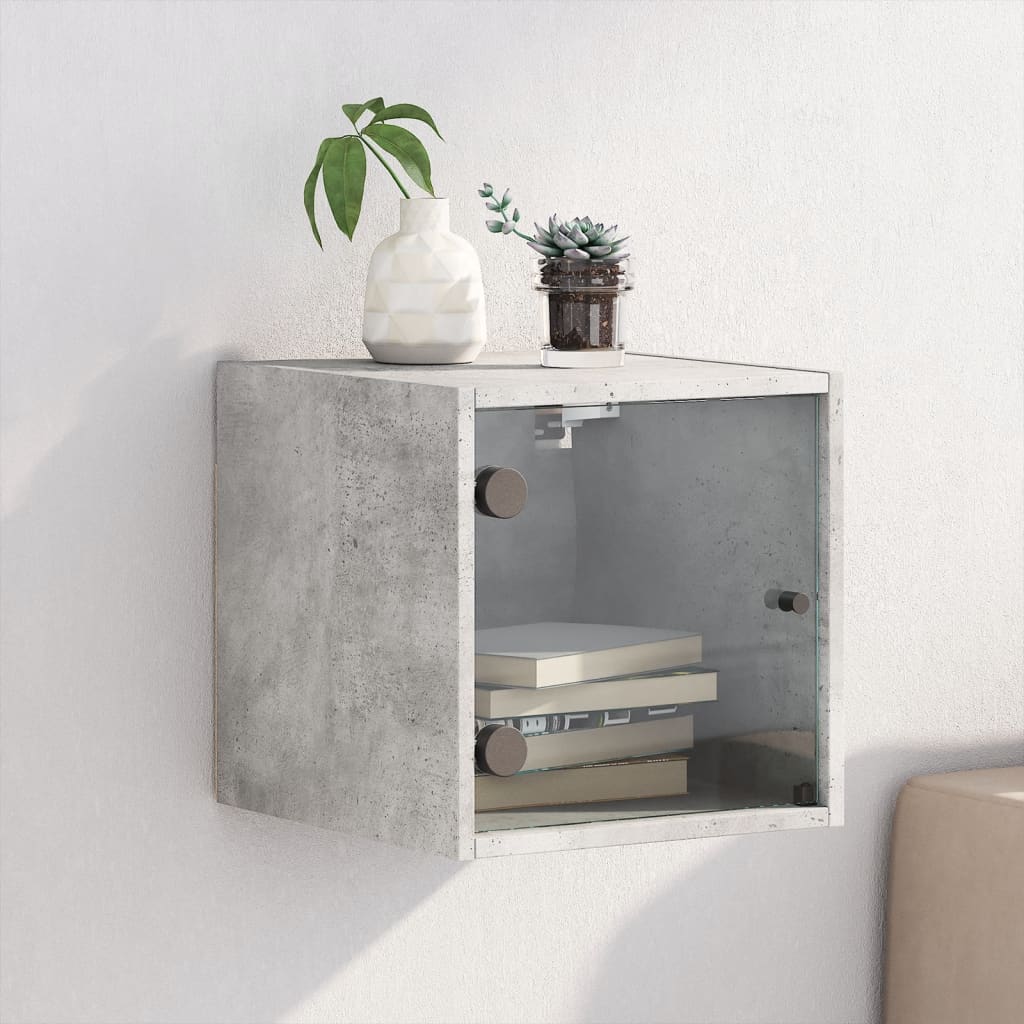 Nachtkastje met glazen deur 35x37x35 cm betongrijs is nu te koop bij PeponiXL, paradijselijk wonen!