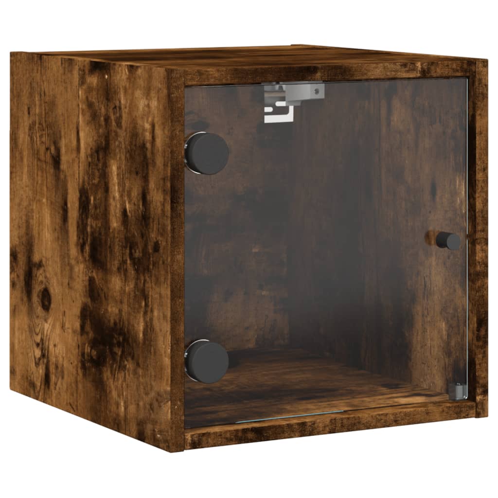 Nachtkastjes met glazen deuren 2 st 35x37x35 cm gerookt eiken is nu te koop bij PeponiXL, paradijselijk wonen!