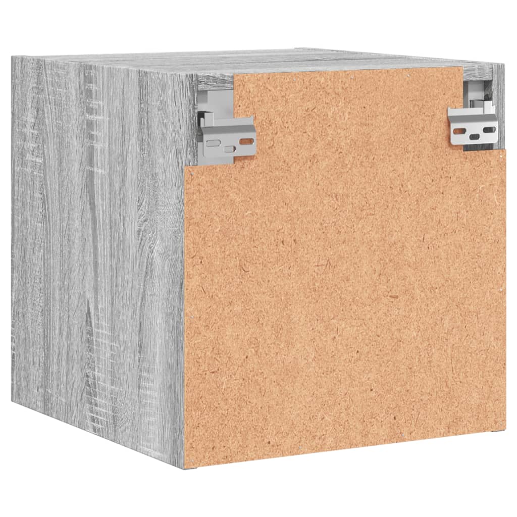 Nachtkastje met glazen deur 35x37x35 cm grijs sonoma eikenkleur is nu te koop bij PeponiXL, paradijselijk wonen!