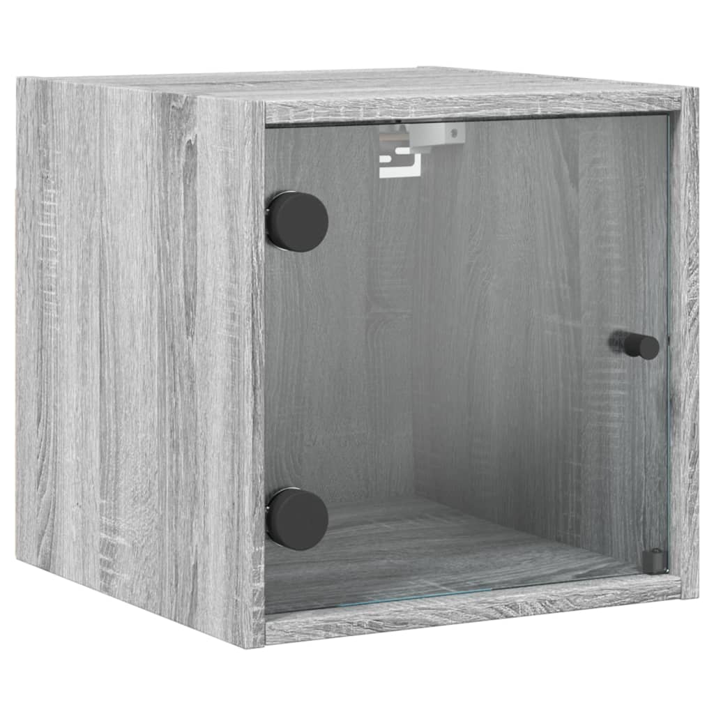 Nachtkastjes met glazen deuren 2 st 35x37x35 cm grijs sonoma is nu te koop bij PeponiXL, paradijselijk wonen!