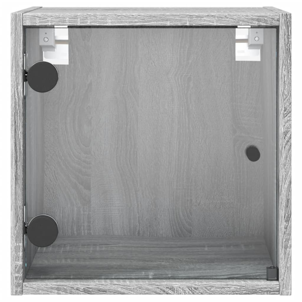 Nachtkastjes met glazen deuren 2 st 35x37x35 cm grijs sonoma is nu te koop bij PeponiXL, paradijselijk wonen!