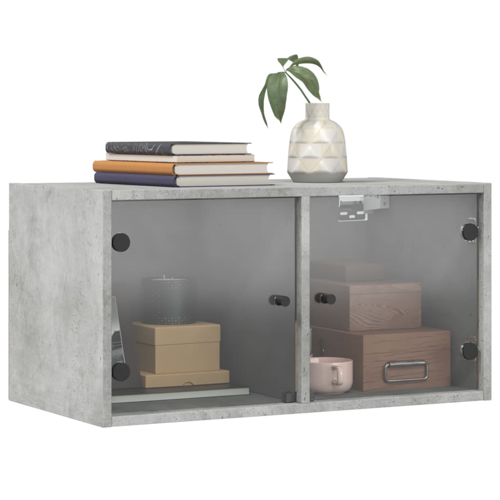 Wandkast met glazen deuren 68,5x37x35 cm betongrijs is nu te koop bij PeponiXL, paradijselijk wonen!